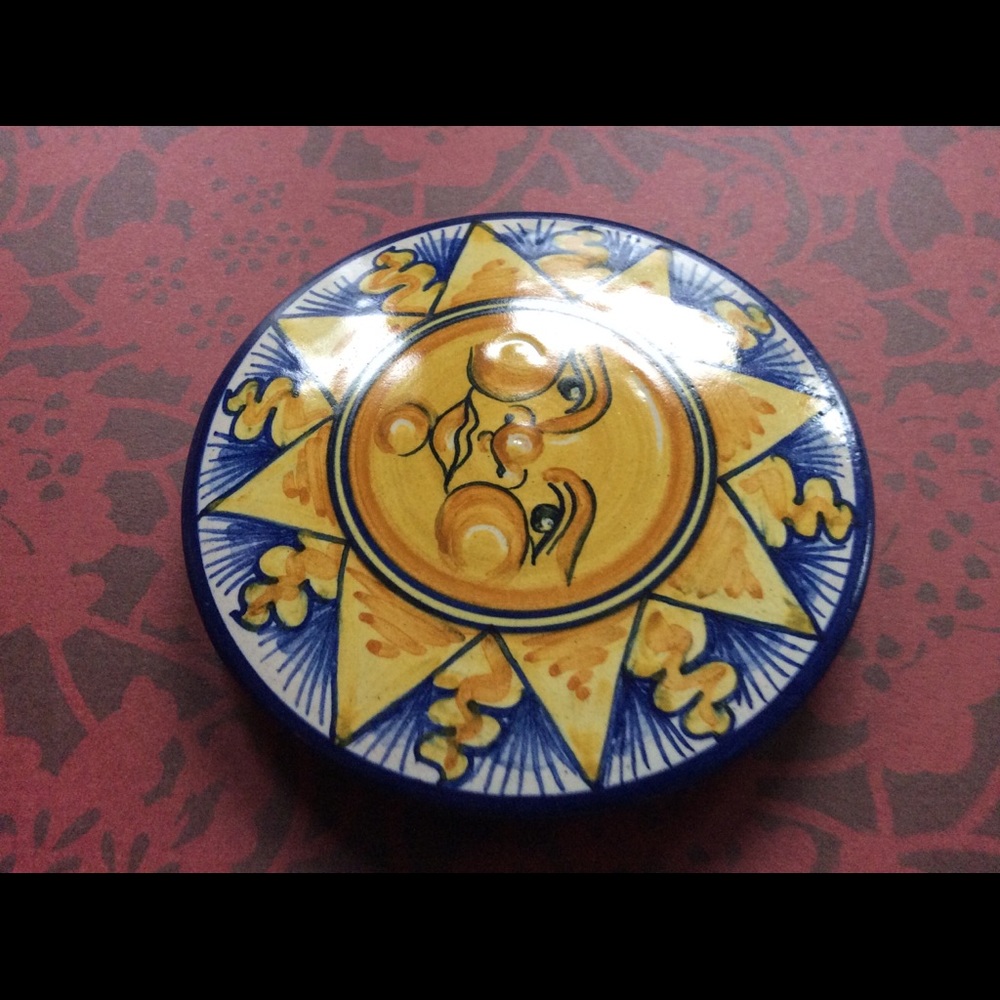 Vintage Sberna Deruta Italy Sun Burst Trinket Dish - Picture 8 of 13
